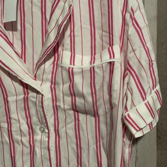 LOFT Pink Flare Striped Pajama Set Small Shorts/ Medium Shirt NEW - Picture 10 of 10